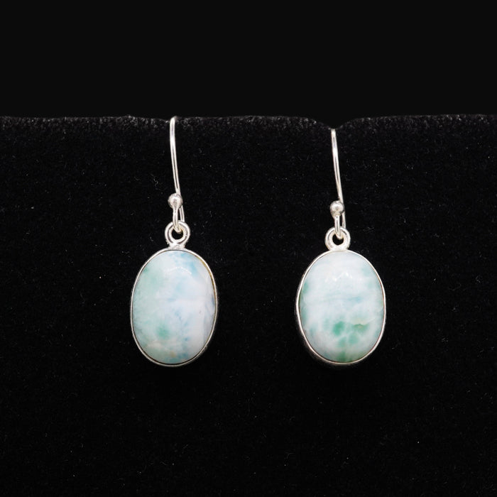 Larimar Sterling Silver Oval Drop Earrings image 0