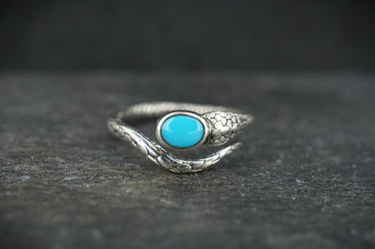 Sleeping Beauty Turquoise Sterling Silver Serpent Ring image 0