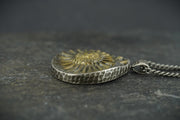 Ammonite Fossil Negative Sterling Silver Hammered Pendant image 2