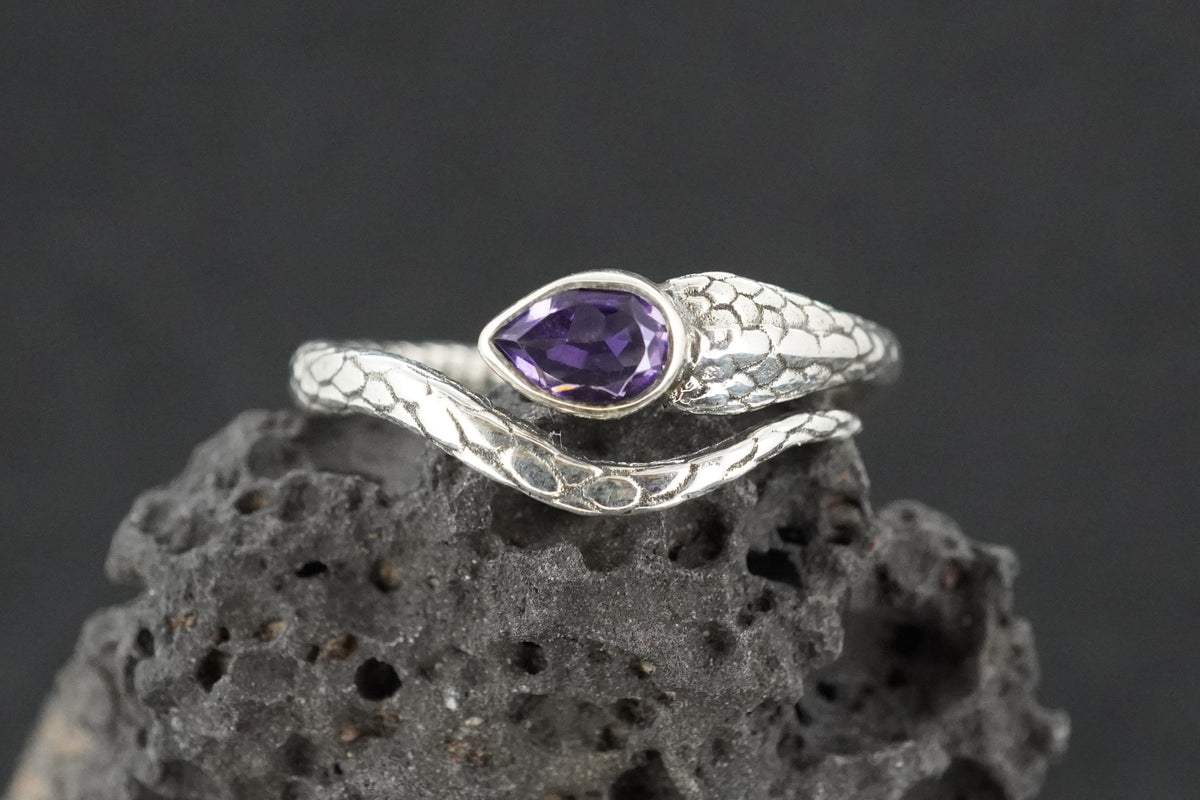 Amethyst Sterling Silver Serpent Ring image 4