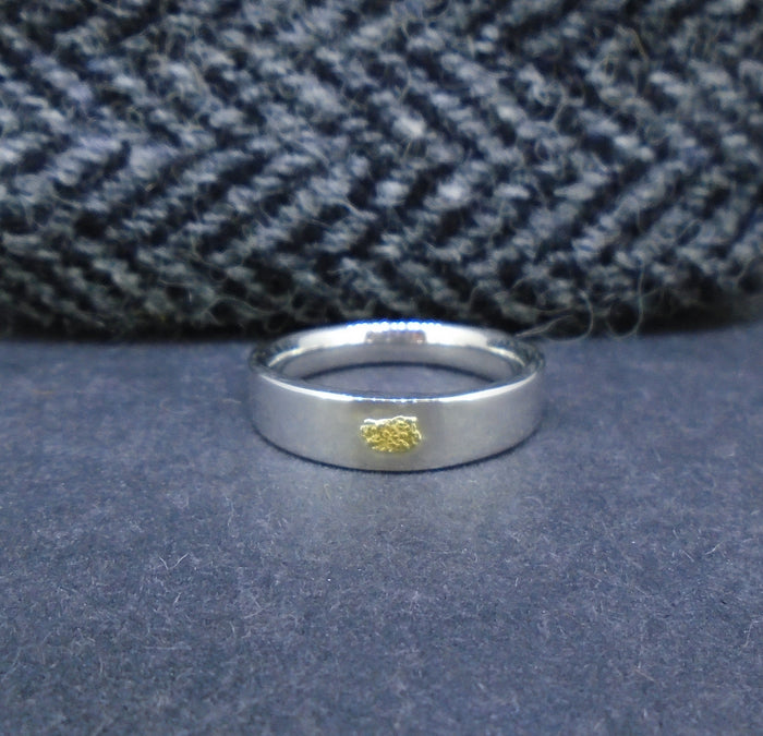 'His' Gold Nugget Sterling Silver Wedding Ring image 0