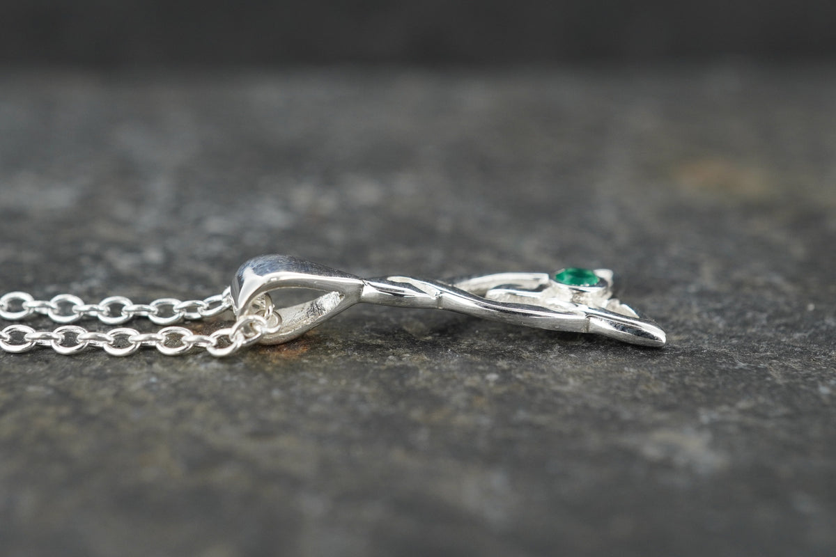 Petite Emerald Sterling Silver Celtic Pendant image 3