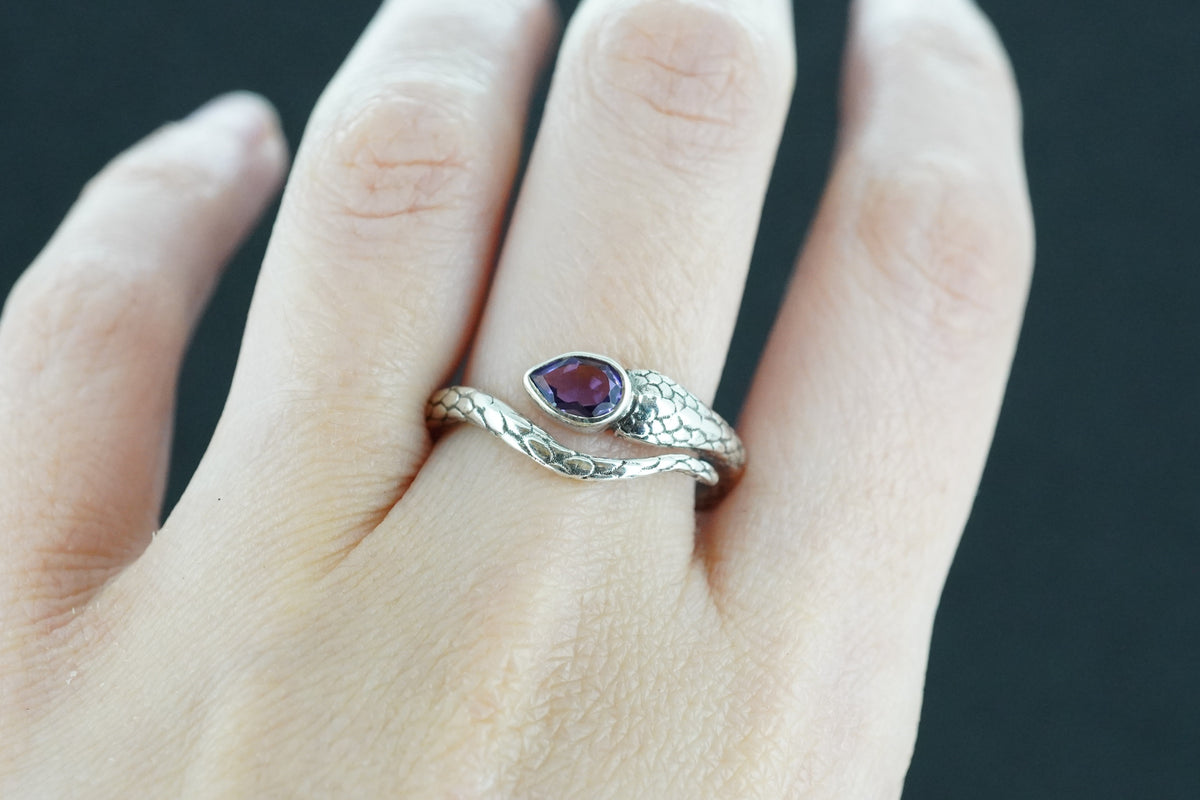 Amethyst Sterling Silver Serpent Ring image 1