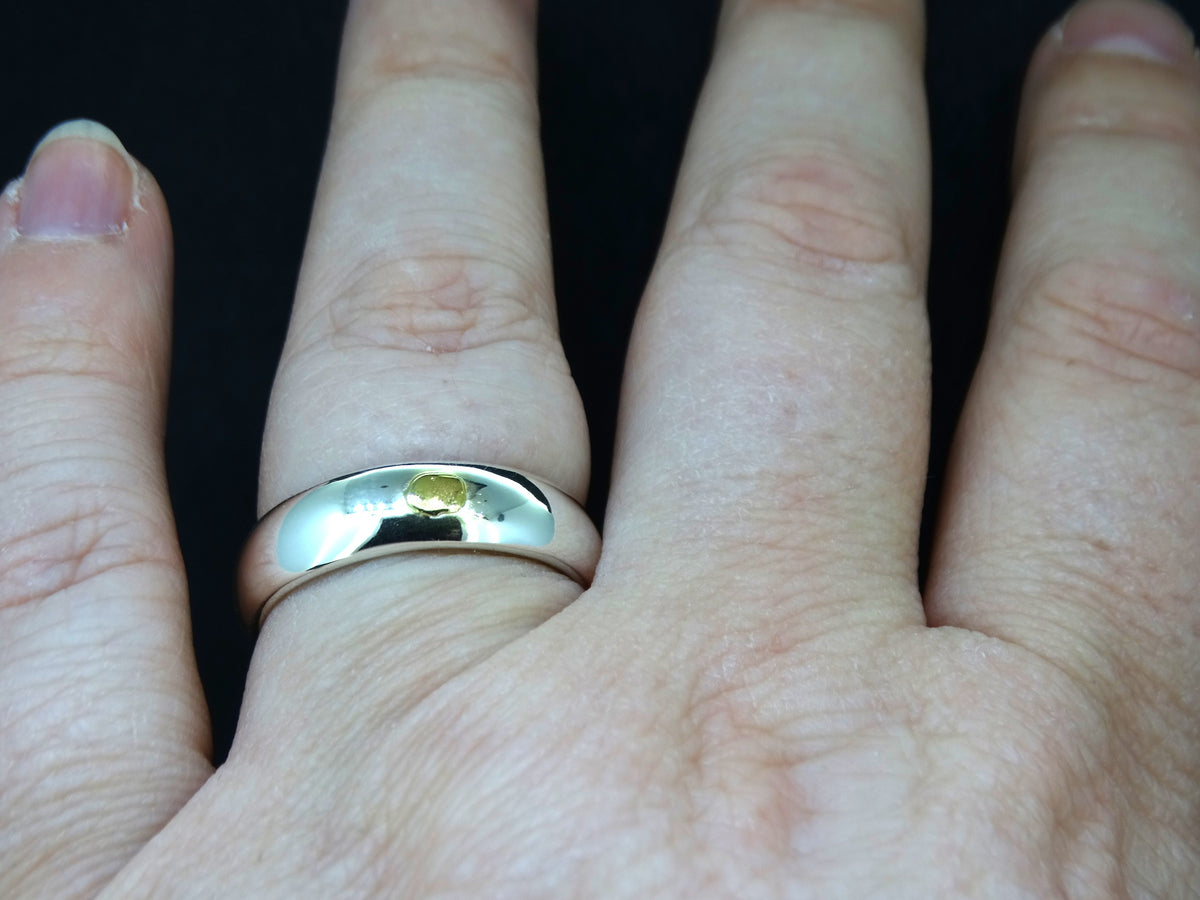 Medium Gold Nugget Sterling Silver Wedding Ring image 1