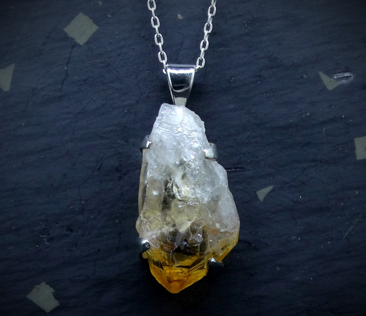 Rough Citrine Sterling Silver Pendant image 0