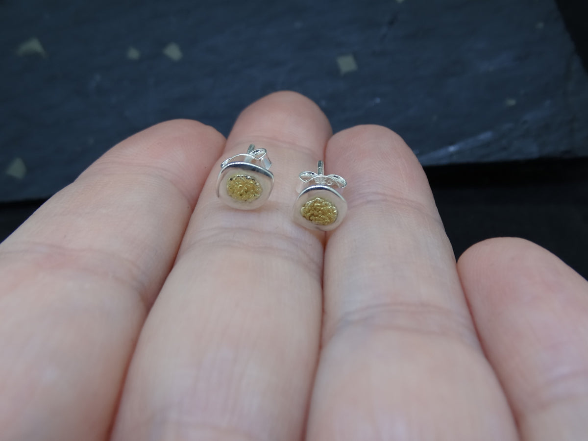Gold Nugget Sterling Silver Stud Earrings - 7x6mm image 3