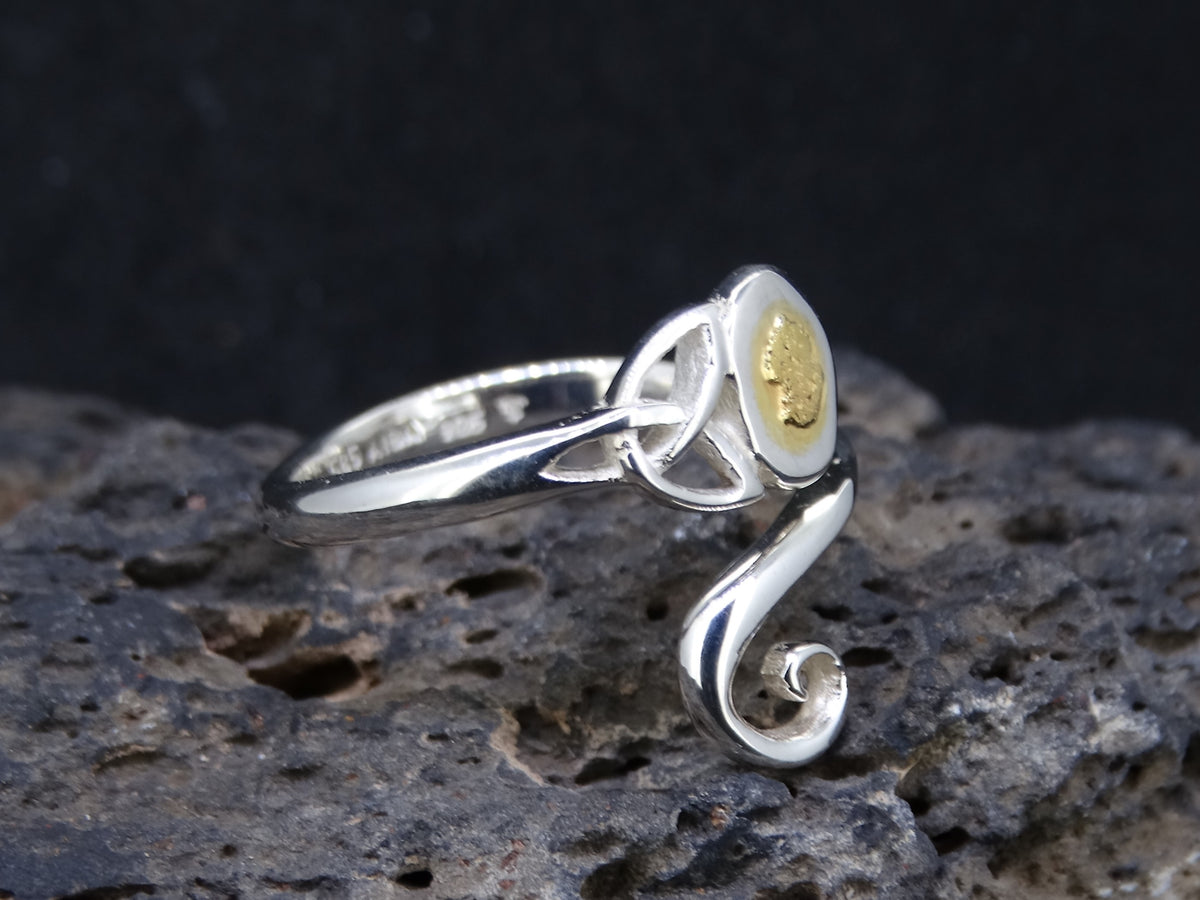 Gold Nugget Sterling Silver Celtic Wrap Ring image 3