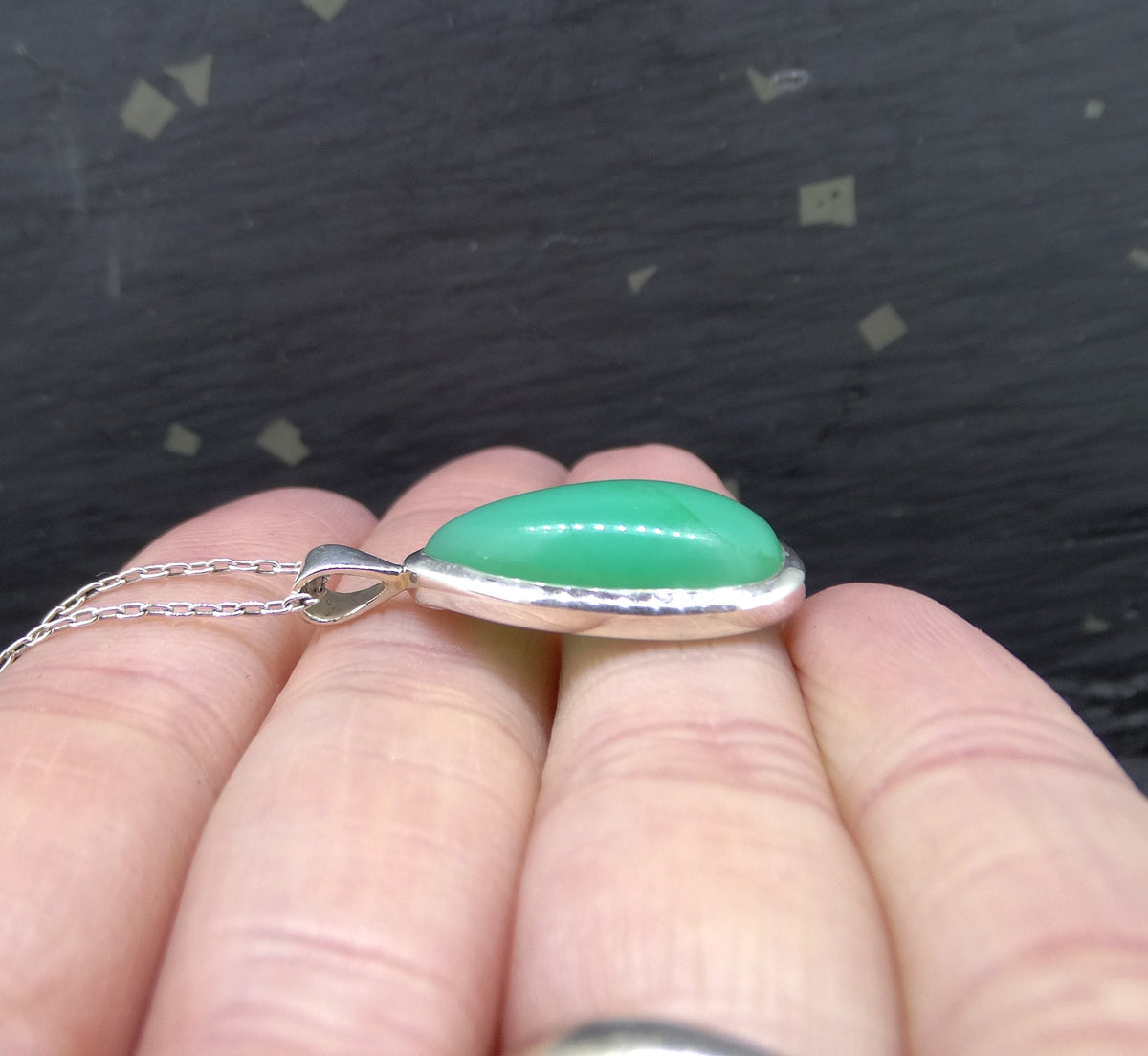 Jelly Chrysoprase Sterling Silver Pendant image 4