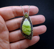 'Eilean Ceo' Skye Marble & Peridot, on a Scottish Gold & Sterling Silver Pendant image 1