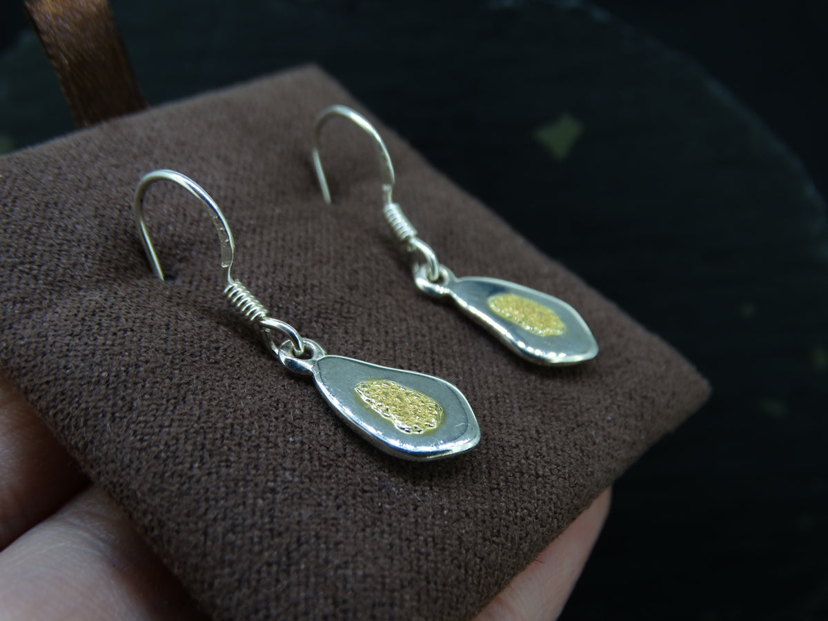 Gold Nugget Sterling Silver Drop Earrings - 12x7mm image 3