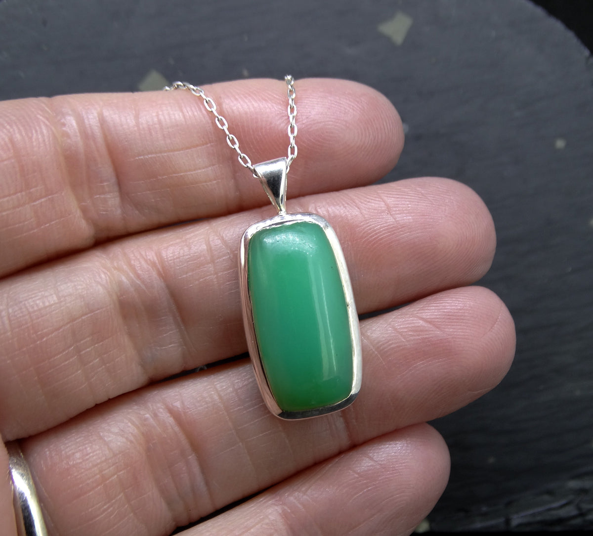 Jelly Chrysoprase Sterling Silver Pendant image 3
