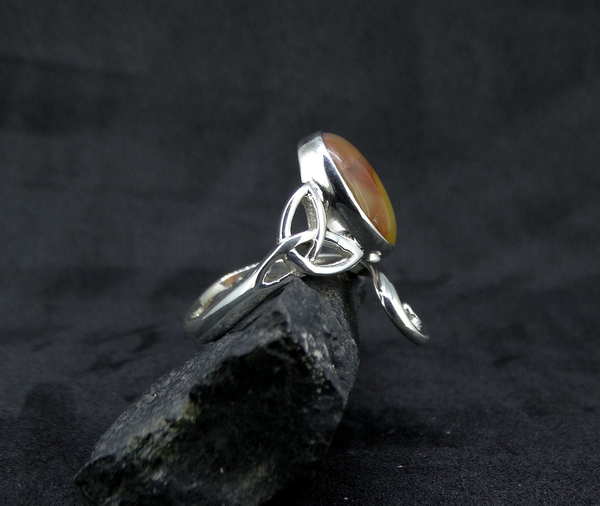 Burn Anne Agate Sterling Silver Celtic Ring image 2