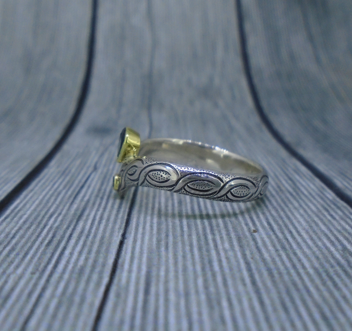Isle of Lewis Sapphire & Elie Ruby in 18ct Scottish Gold & Sterling Silver Ring image 4