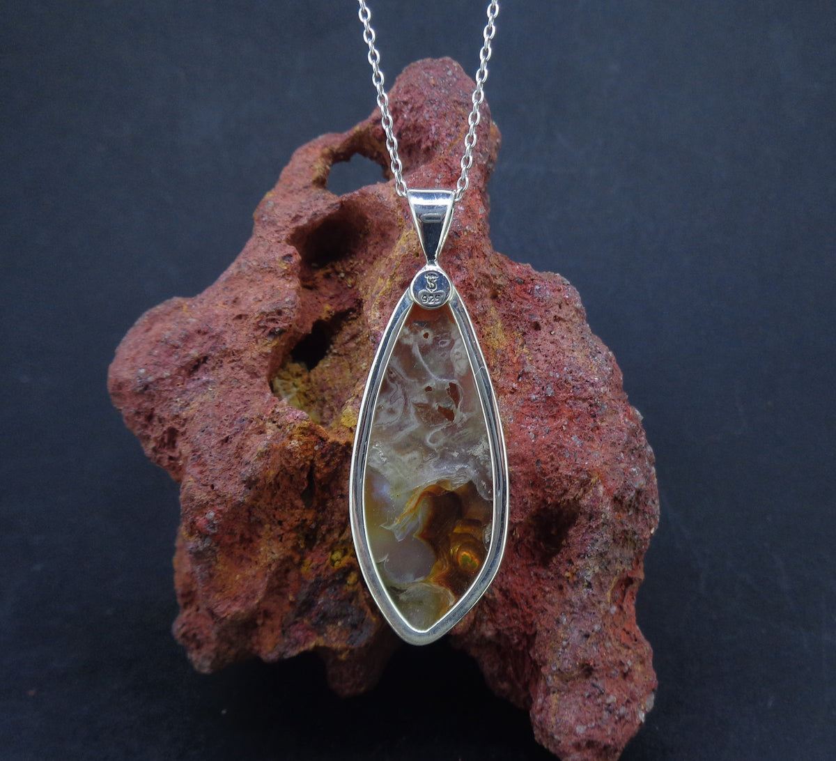Arizona Fire Agate Sterling Silver Pendant image 7