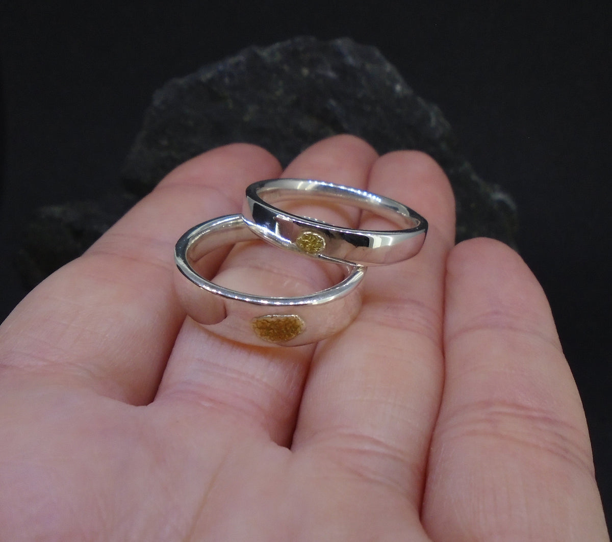 Gold Nugget Sterling Silver Soulmate Rings image 6