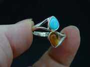 Baltic Amber and Turquoise Sterling Silver Ring image 1