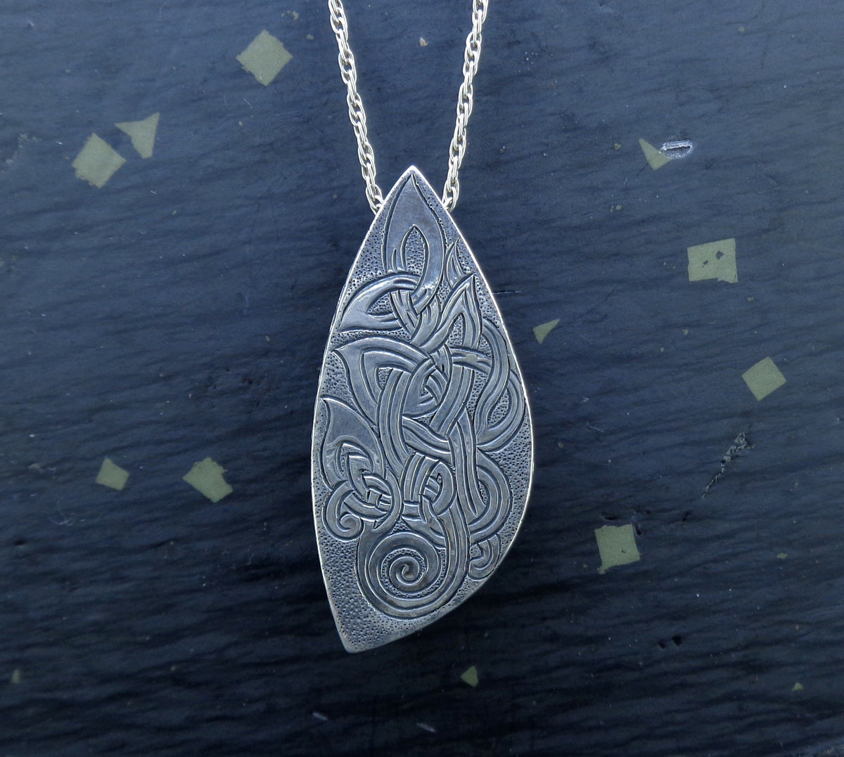 'Eilean Ceo' Skye Marble & Peridot, on a Scottish Gold & Sterling Silver Pendant image 6
