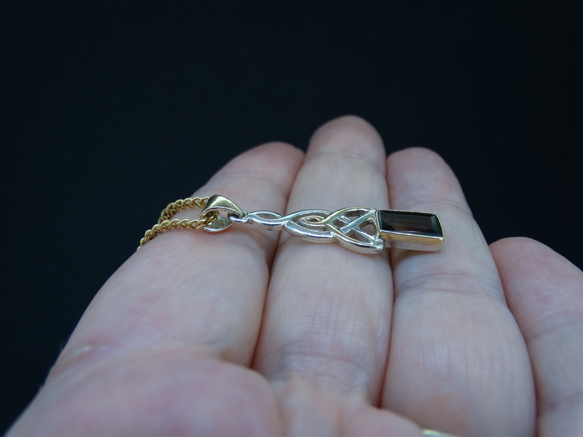 1.5ct Cairngorm Quartz with Scottish Gold Sterling Silver Celtic Pendant image 4