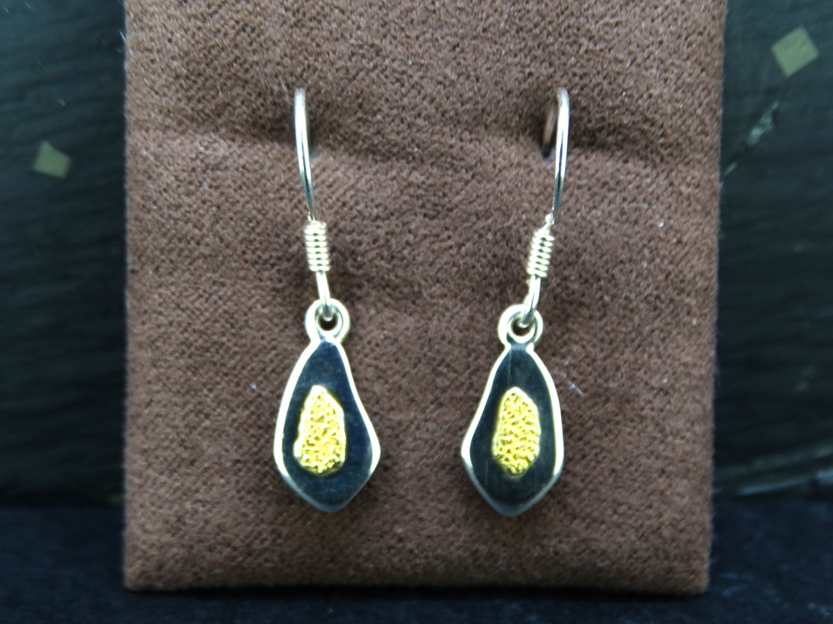 Gold Nugget Sterling Silver Drop Earrings - 12x7mm image 0