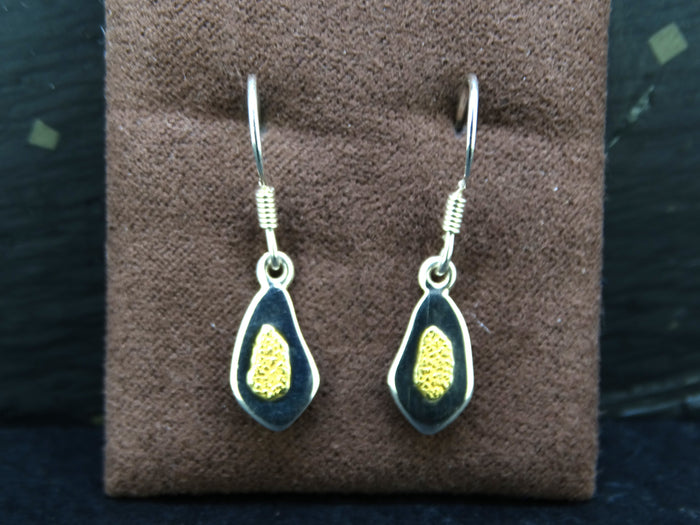 Gold Nugget Sterling Silver Drop Earrings - 12x7mm image 0