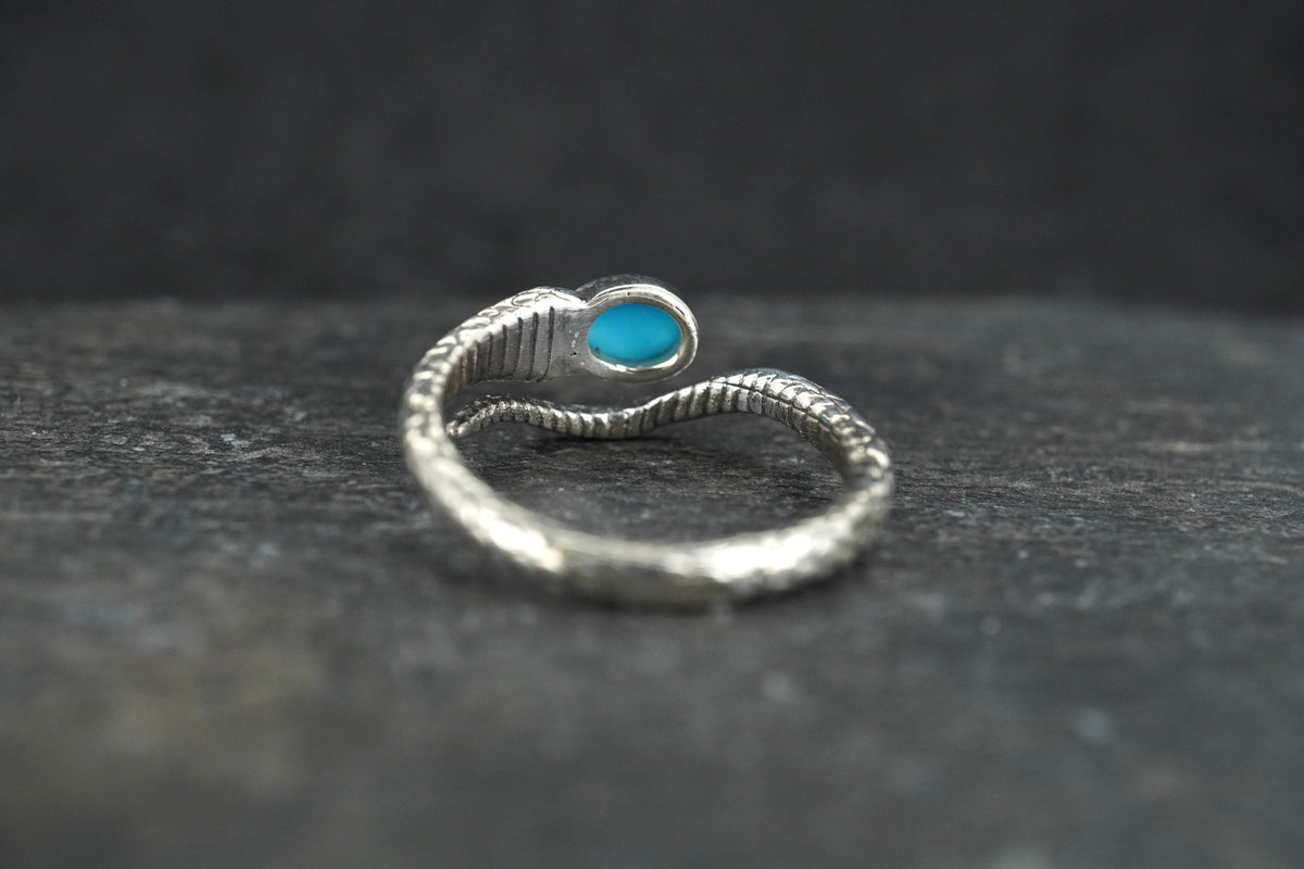 Sleeping Beauty Turquoise Sterling Silver Serpent Ring image 4