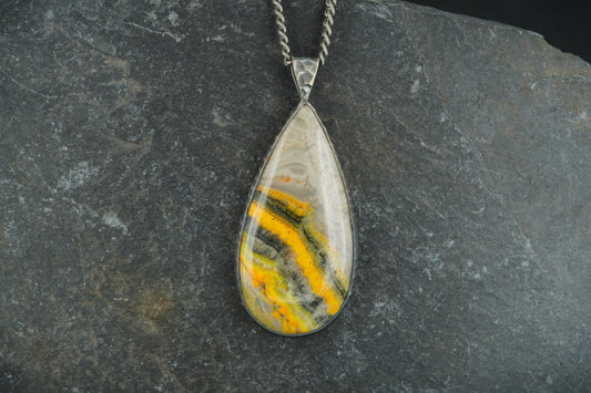 Bumblebee Jasper Hammered Sterling Silver Pendant image 0