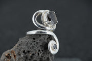 Cairngorm Quartz & Black Sapphire Sterling Silver Spiral Ring image 3