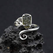 Moldavite Sterling Silver Celtic  Ring image 0