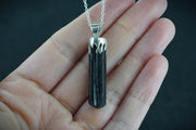 Black Tourmaline Shard Sterling Silver Pendant image 1