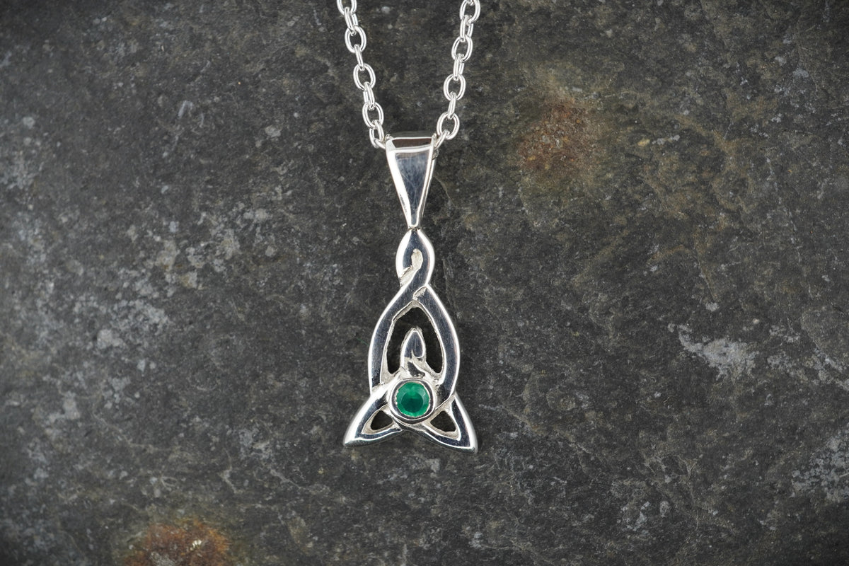 Petite Emerald Sterling Silver Celtic Pendant image 0