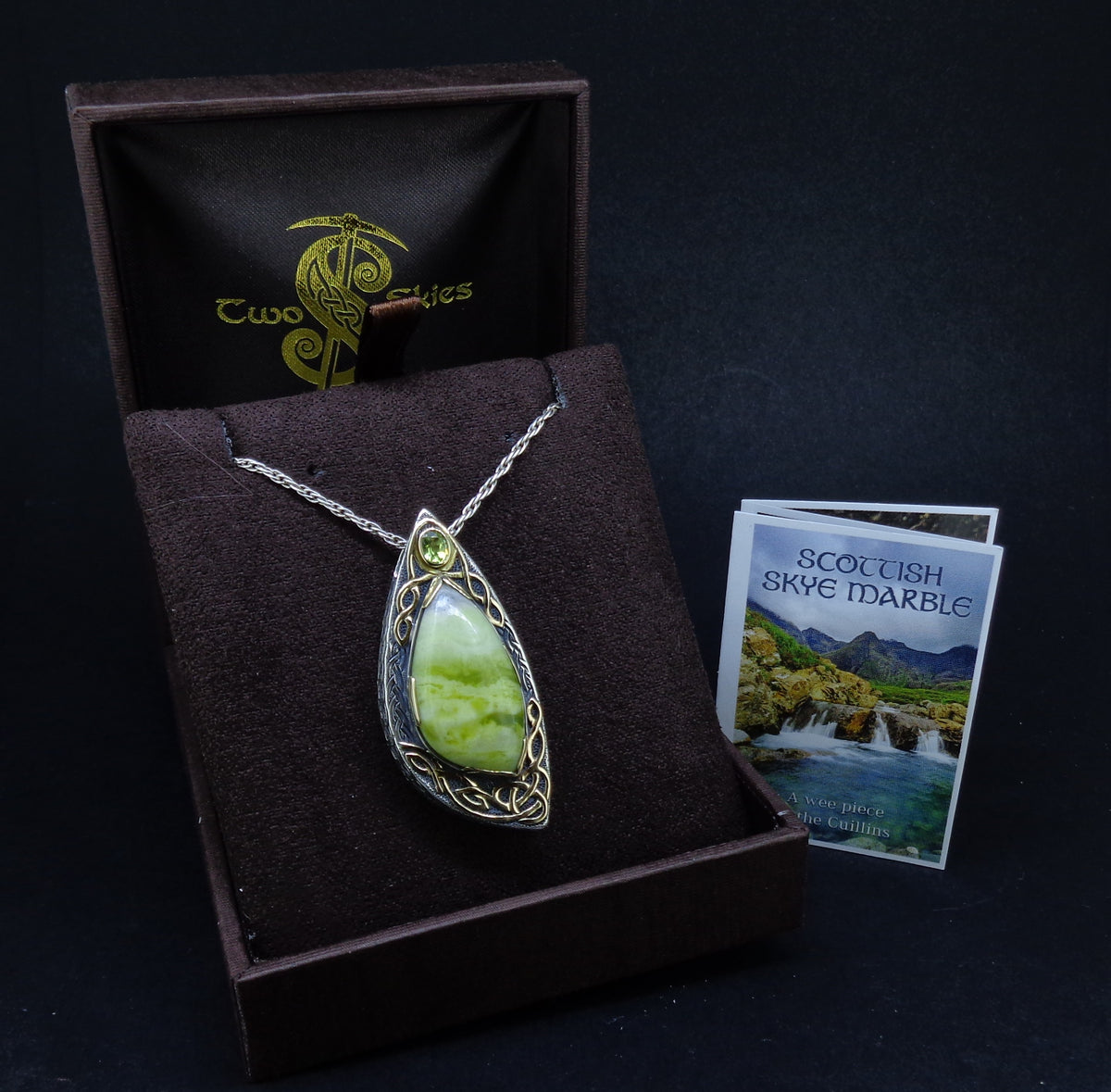 'Eilean Ceo' Skye Marble & Peridot, on a Scottish Gold & Sterling Silver Pendant image 7