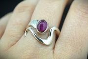 Natural Pink Ruby Sterling Silver Wave Ring image 1