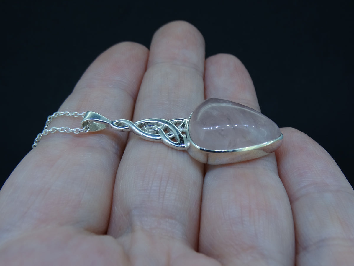 Rose Quartz Sterling Silver Celtic Knot Pendant image 3