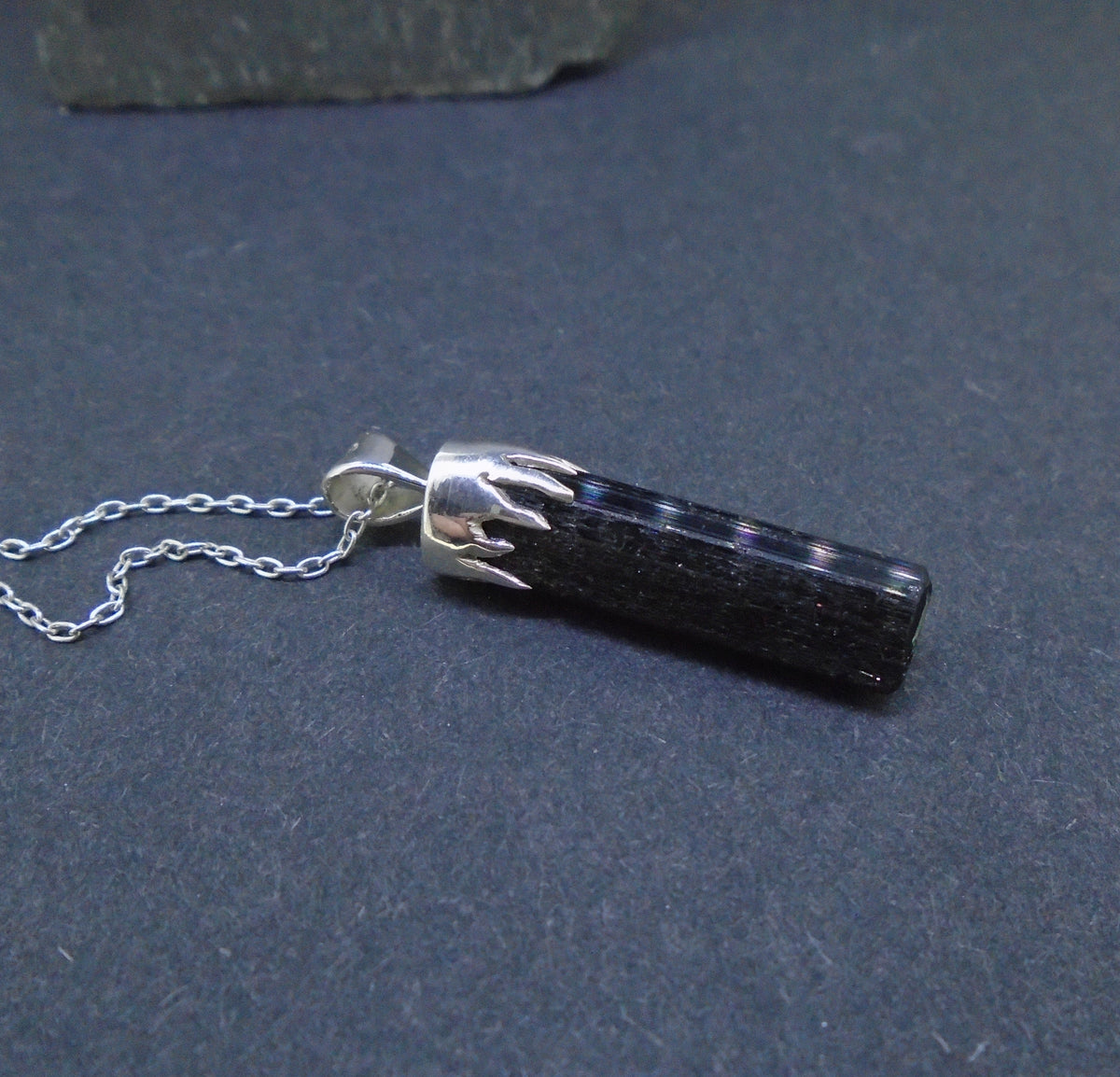 Black Tourmaline Shard Sterling Silver Pendant image 2