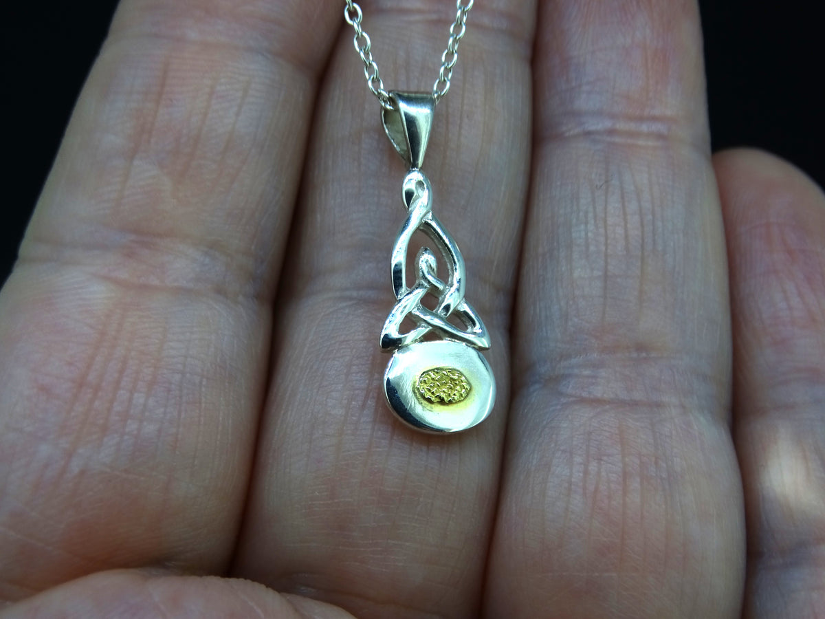 Gold Nugget Celtic Sterling Silver Pendant image 1