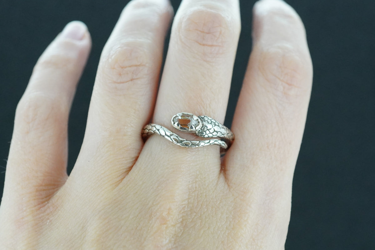 Herkimer Diamond Sterling Silver Celtic Serpent Ring image 1