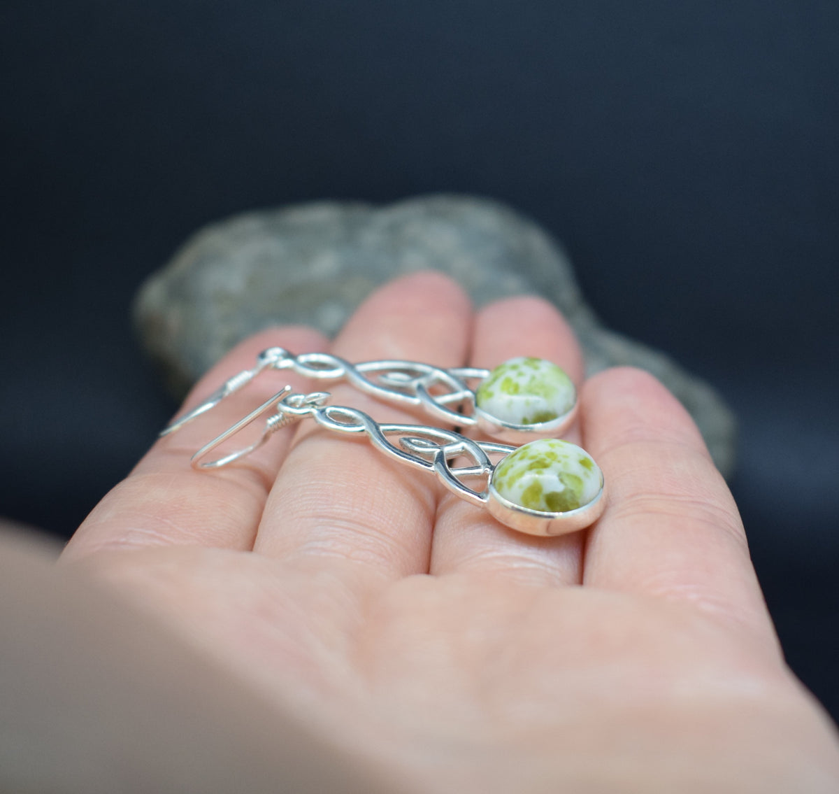 Iona Marble Celtic Knot Sterling Silver Earrings image 3
