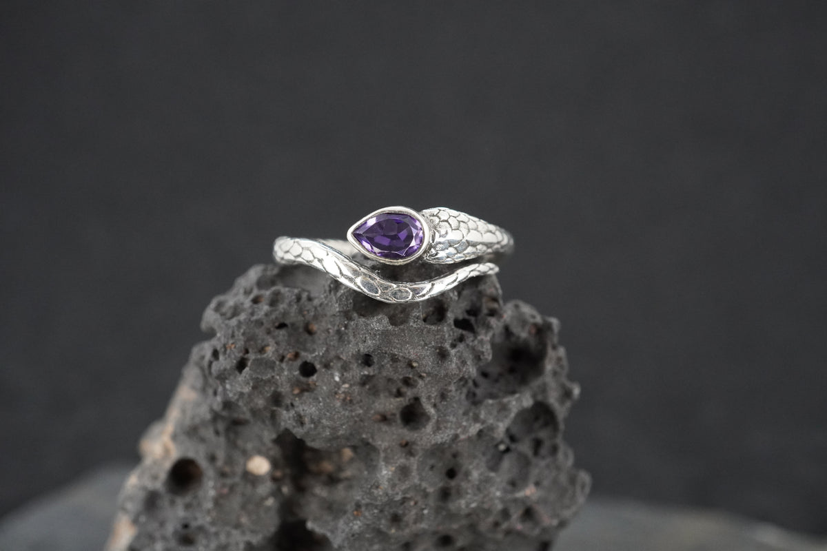 Amethyst Sterling Silver Serpent Ring image 0