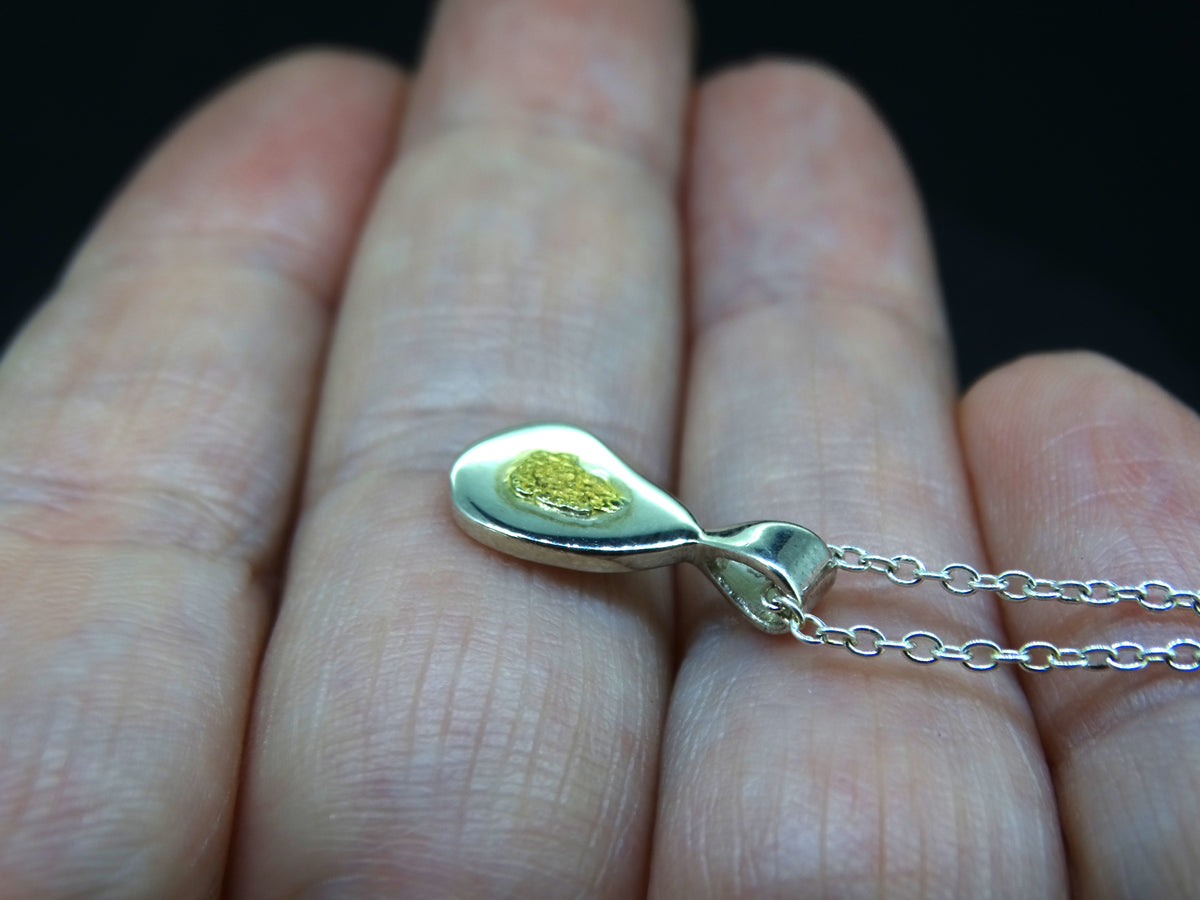 Gold Nugget Sterling Silver Pendant - 17x8mm image 3