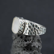 Scottish Chalcedony Hammered Effect Sterling Silver Ring image 2