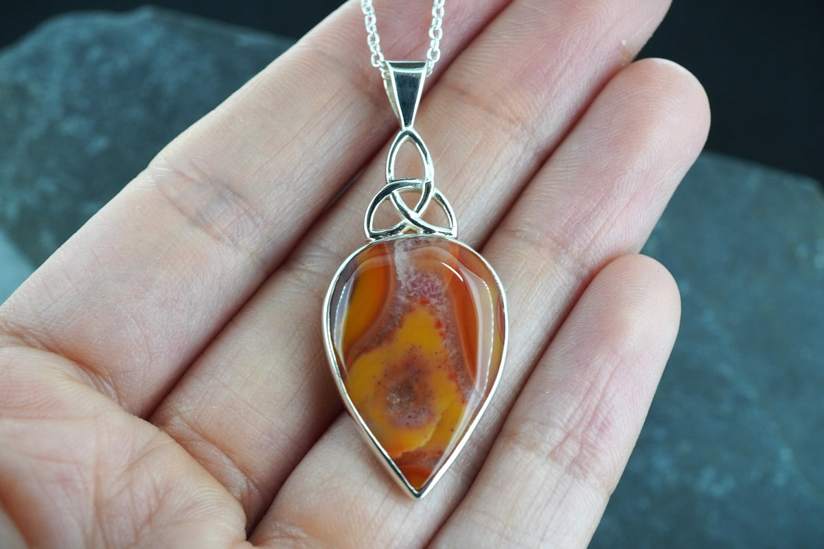 Burn Anne Agate Sterling Silver Celtic Pendant image 1