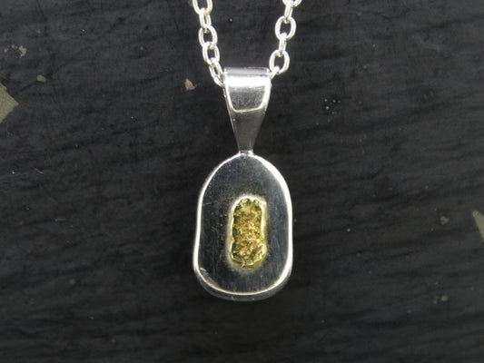 Gold Nugget Sterling Silver Pendant - 15x11mm image 0