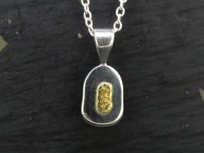 Gold Nugget Sterling Silver Pendant - 15x11mm image 0