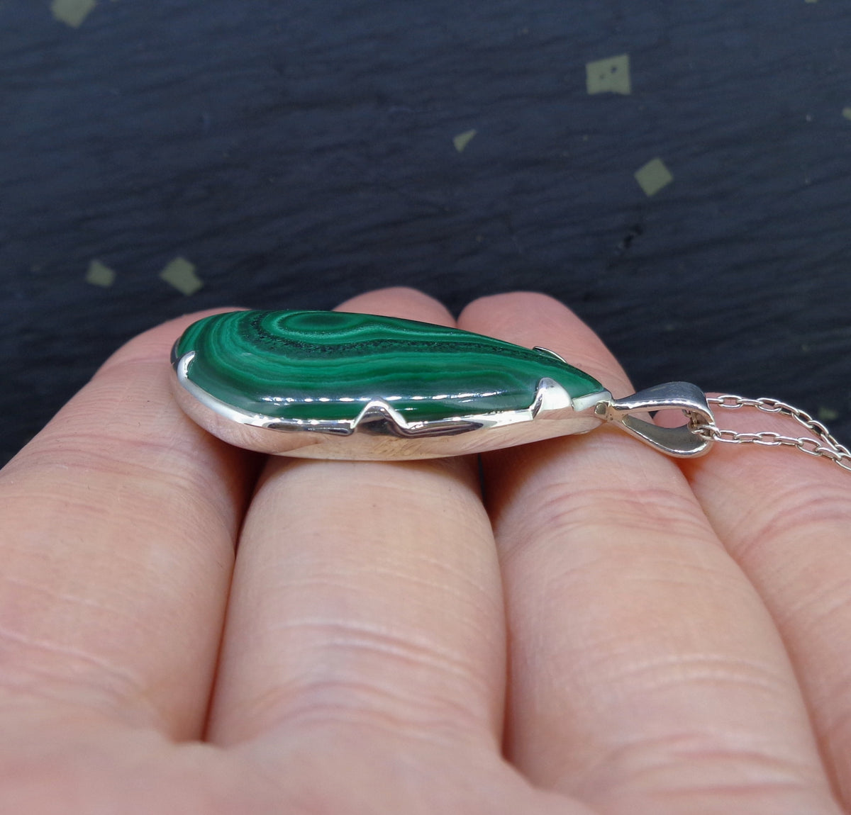 Malachite Sterling Silver Pendant image 4