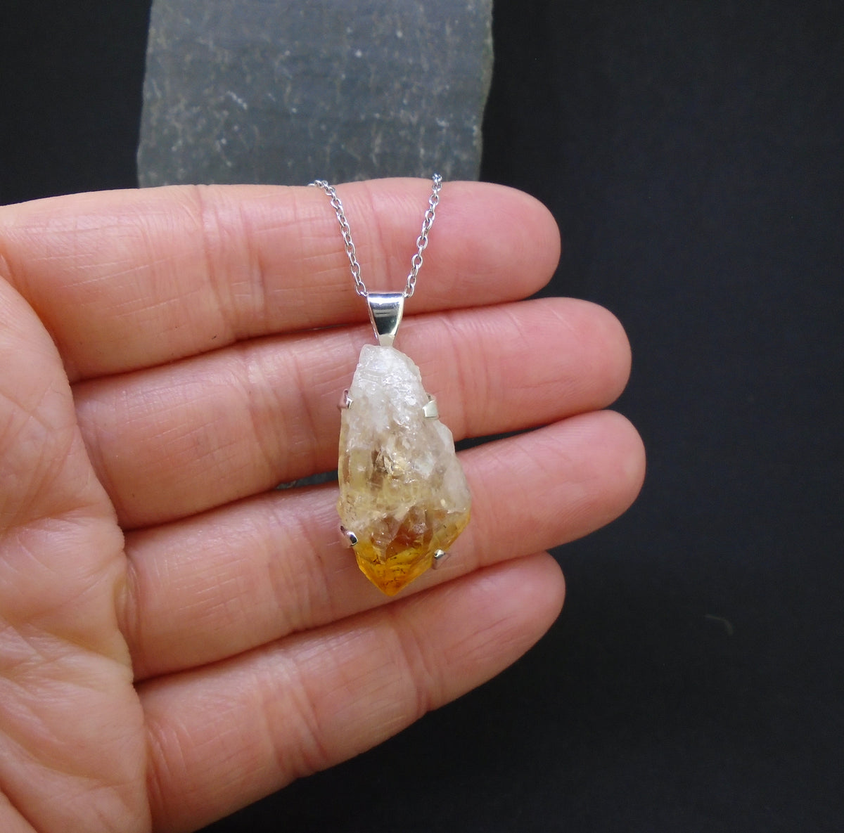 Rough Citrine Sterling Silver Pendant image 1