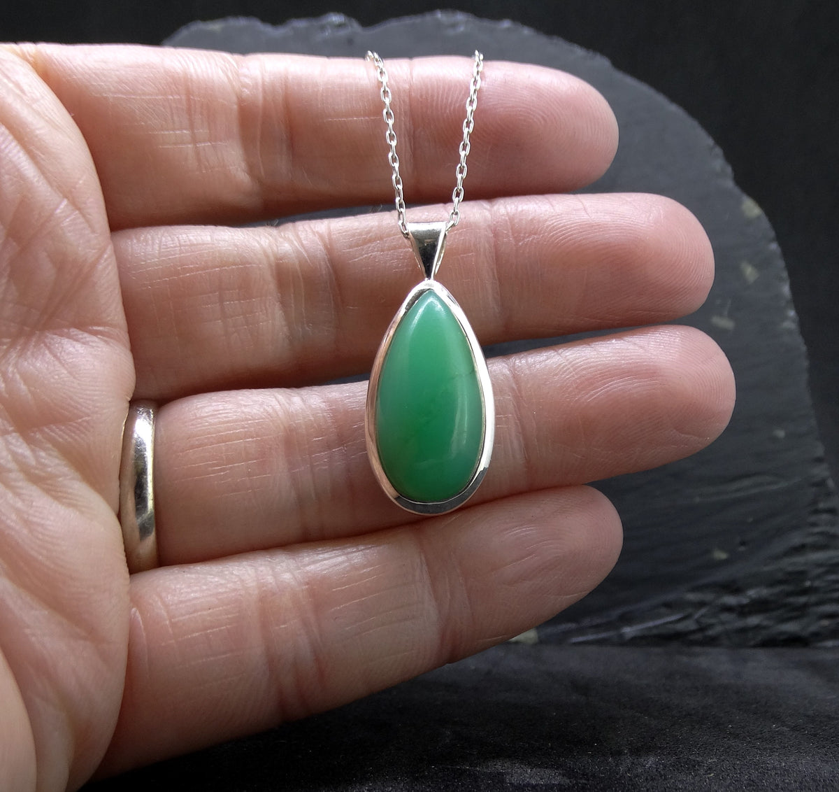Jelly Chrysoprase Sterling Silver Pendant image 1