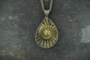 Ammonite Fossil Negative Sterling Silver Hammered Pendant image 0