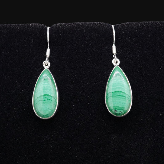 Malachite Sterling Silver Drop Earrings image 0