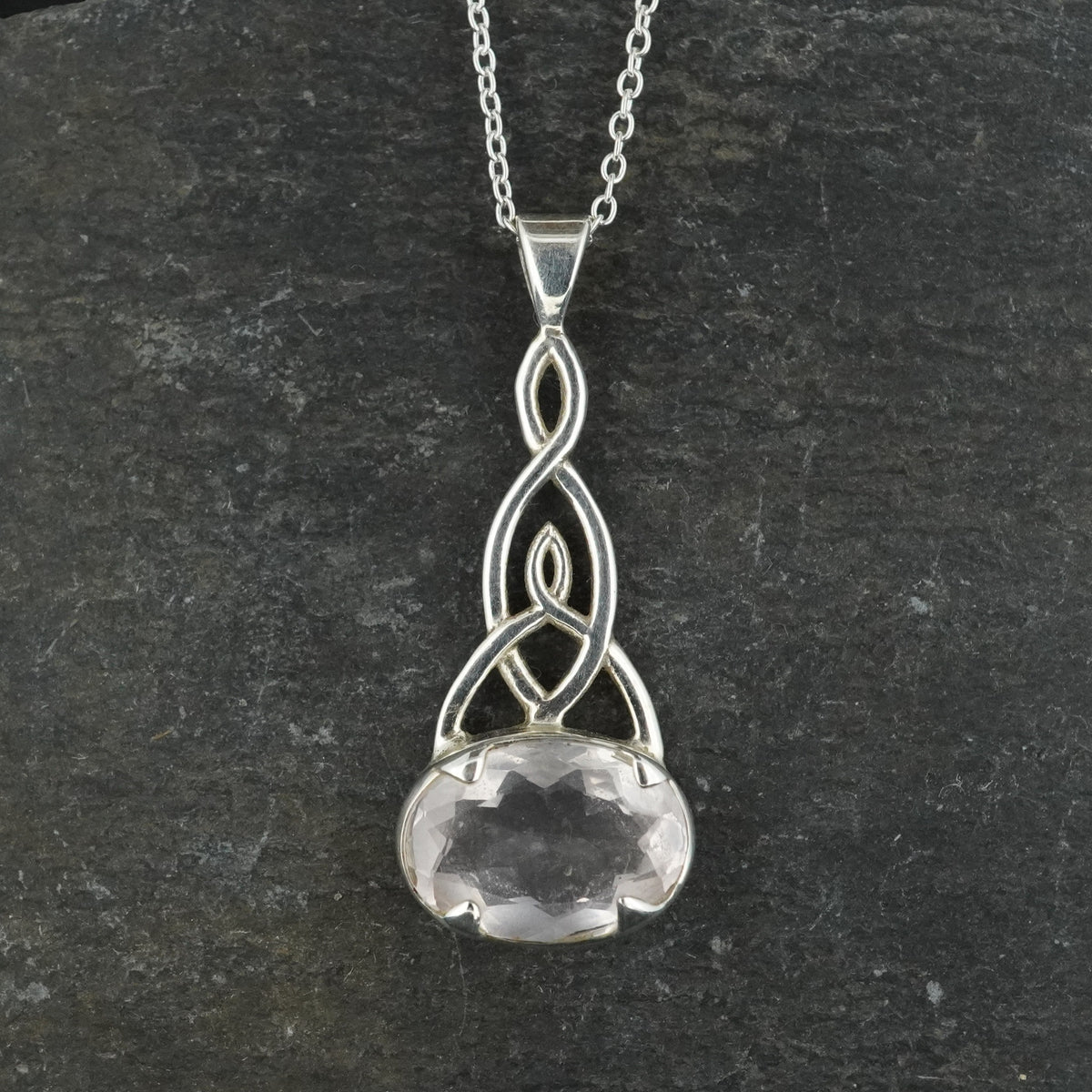 Rose Quartz Sterling Silver Celtic Knot Pendant image 0