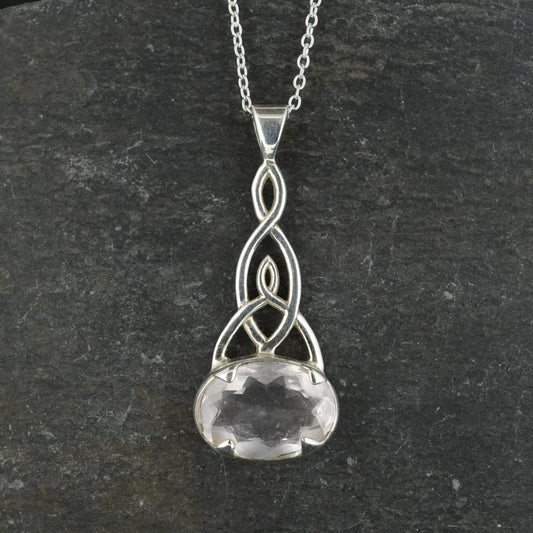 Rose Quartz Sterling Silver Celtic Knot Pendant image 0